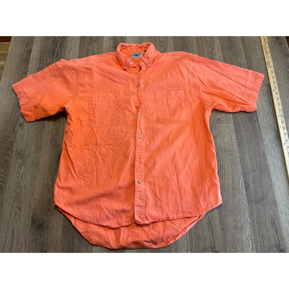 County Seat Shirt, Men's Size Large, Orange, Button Up, Short Sleeve